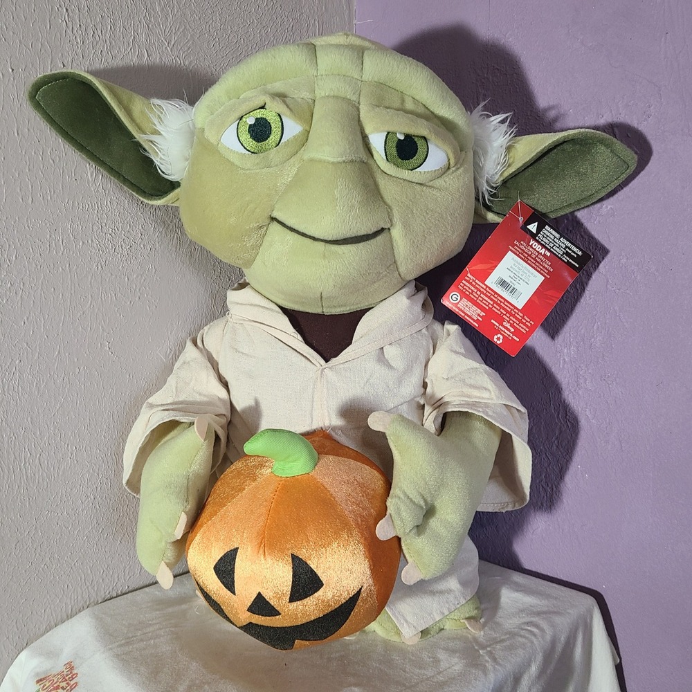 Gemmy Disney Yoda Halloween Door Greeter 20" Green Star Wars Pumpkin Plush  2018